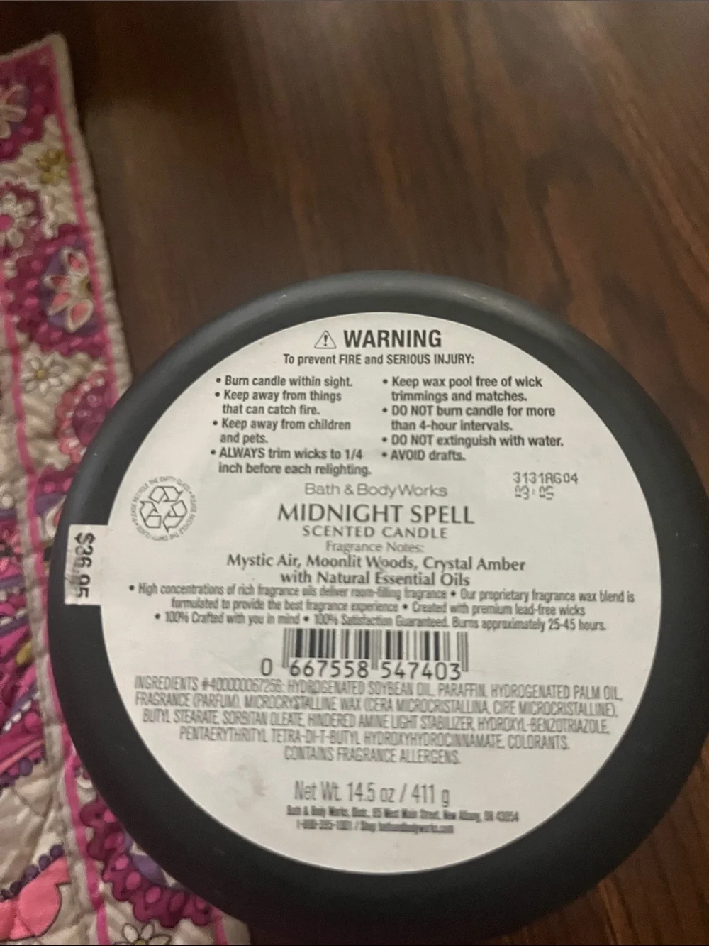 Bath & Body Works Midnight Spell Candle - Black and Gold brand new